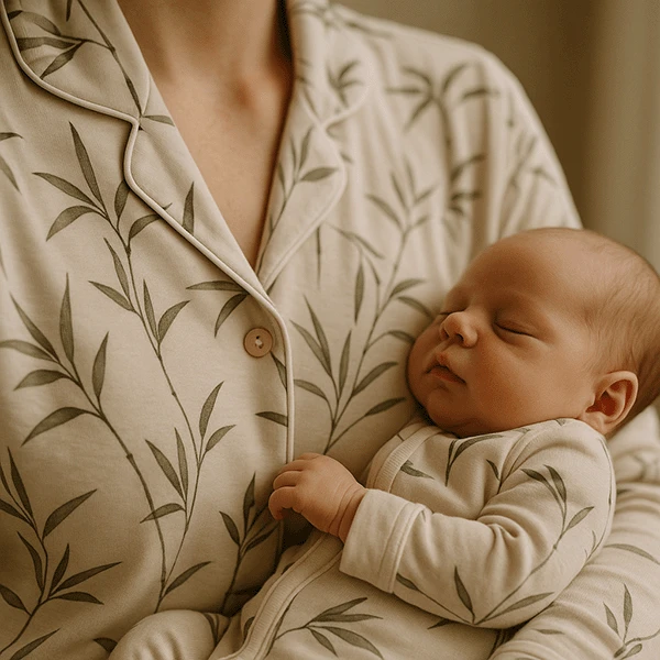 mom and newborn matching pyjamas